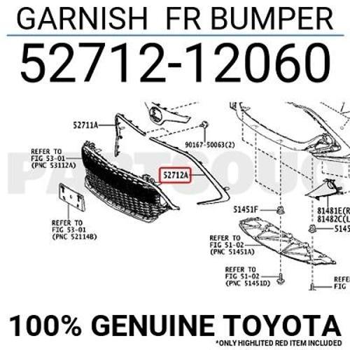Toyota Corolla- Hb- 2020-2022  Ön Tampon Panjuru Dış Çerçeve Çıtası Sol Koyu Gri (Tyg) (Oem No:52712