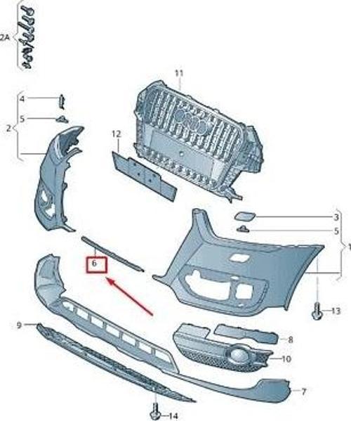Audi  Q3  2012-2014  Ön Tampon Alt Orta Parça Siyah (Tyg) (Oem No:8U0807663Gru)