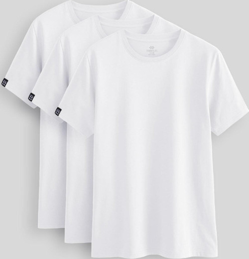 Standart Fit Basic O Yaka 3lü Paket Beyaz Erkek T-Shirt 87911