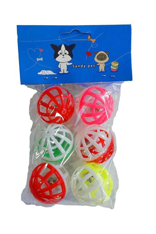 Sandy Pet Çıngıraklı Evcil Hayvan Oyun Topu 6 Adet