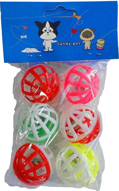 Sandy Pet Çıngıraklı Evcil Hayvan Oyun Topu 6 Adet