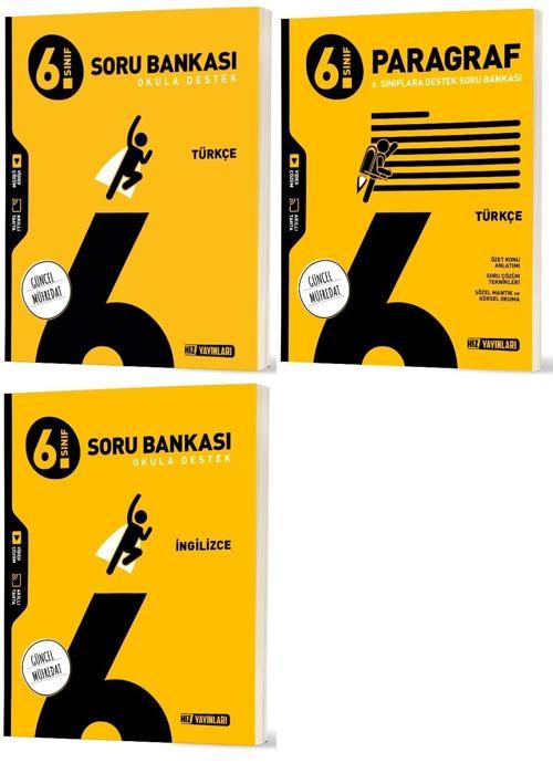 Hız 2026 6. Sınıf Türkçe + Paragraf + İngilizce Soru Bankası Seti 3 Kitap