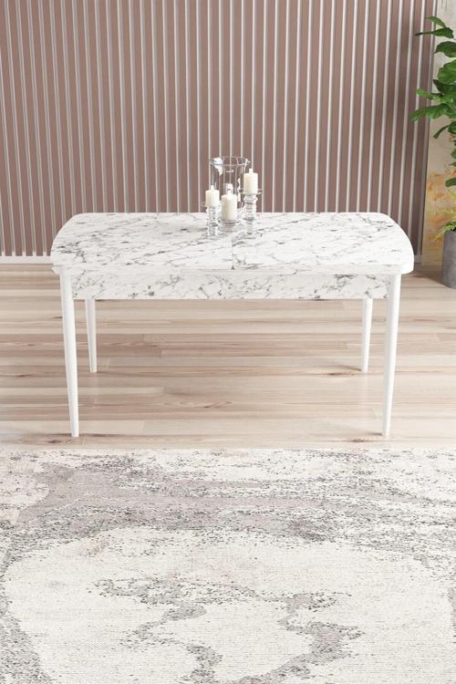  Fiona 80x132 Mdf Masa Metal Ayaklı Açılabilir Üst Kalite Mutfak Masası, Yemek Masası, Salon Masası