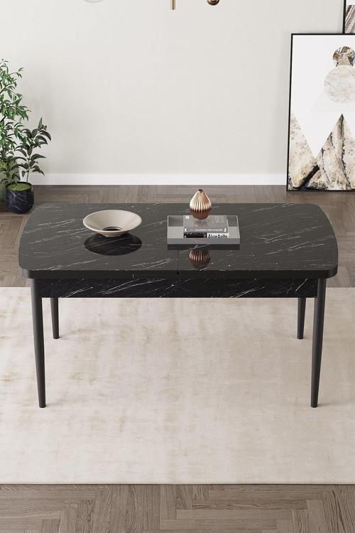  Fiona 80x132 Mdf Masa Metal Ayaklı Açılabilir Üst Kalite Mutfak Masası, Yemek Masası, Salon Masası