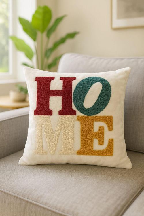 Babyface Bambu Kumaş Punch Home Nakış İşlemeli Modern Dekoratif Yıkanabilir Kırlent Kıılıfı