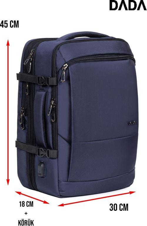 Usb Aparatlı Laptop Sırt Ve Seyahat Çantası 40 Litre 15,6 İnç Su Geçirmez Kumaş Çanta 012