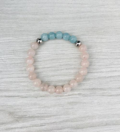 PEMBE KUVARS- MAVİ KUVARS BİLEKLİK MKT051