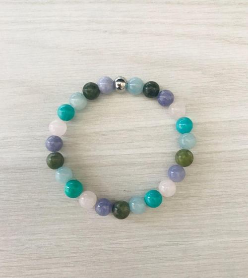 MK TASARI GERÇEK MAVİ KUVARS, YEŞİM, MOR KUVARS, PEMBE KUVARS, TURKUAZ BİLEKLİK MKT058