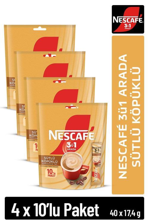 Nescafé 3ü1 Arada Sütlü Köpüklü Çözünebilir Kahve 17,4g 10'lu paket 10X4