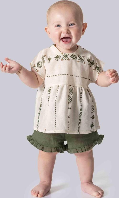 ŞİLE BEZİ BLUZ ŞORT TAKIM Haki