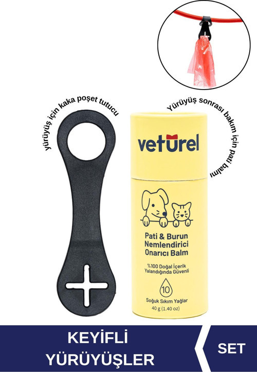 Köpek Kaka Poşeti Tutucu Silikon Aksesuar + %100 Doğal Köpek Pati Burun Nemlendirici Balm Stick 40gr