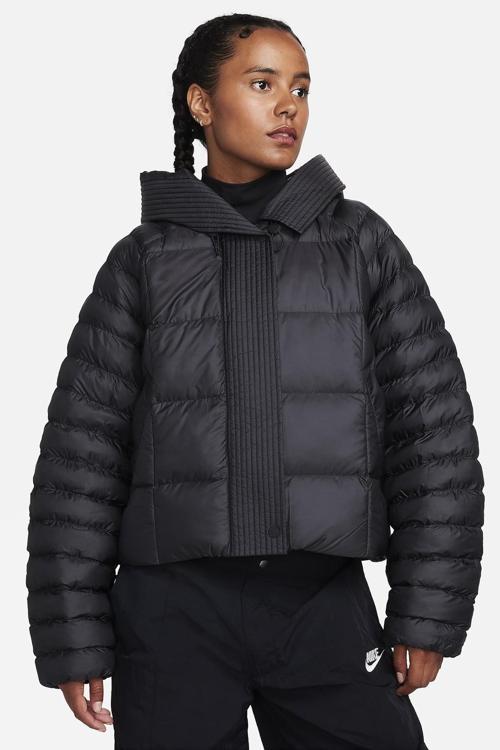 Therma Fit Puffer PrimaLoft Oversize Hoodie Jacket Kadın Sentetik Dolgu Kapüşonlu Mont Siyah