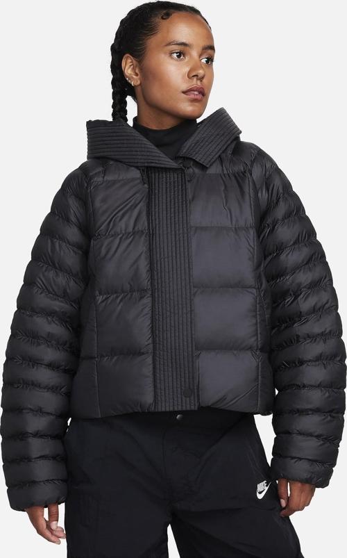 Therma Fit Puffer PrimaLoft Oversize Hoodie Jacket Kadın Sentetik Dolgu Kapüşonlu Mont Siyah