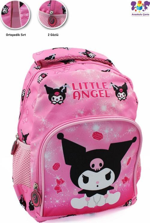 2 Gözlü Little Angle Kuromi Anaokulu Çantası - Çocuk Çanta - Kreş Çantası - Kuromi Çanta