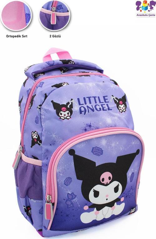 2 Gözlü Little Angle Kuromi Anaokulu Çantası - Çocuk Çanta - Kreş Çantası - Kuromi Çanta