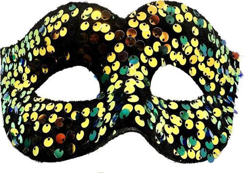 Altın Renk Pul Payet İşlemeli Balo Maskesi