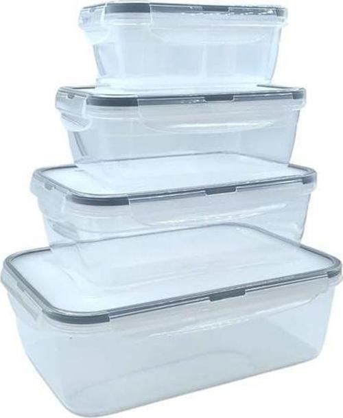 4lü İç İçe Sızdırmaz Contalı Kilitli Kapaklı Plastik Erzak Saklama Kapları LC315