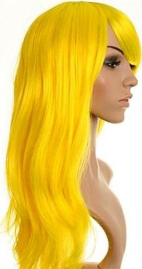 Sarı Renk Uzun Parti Peruğu