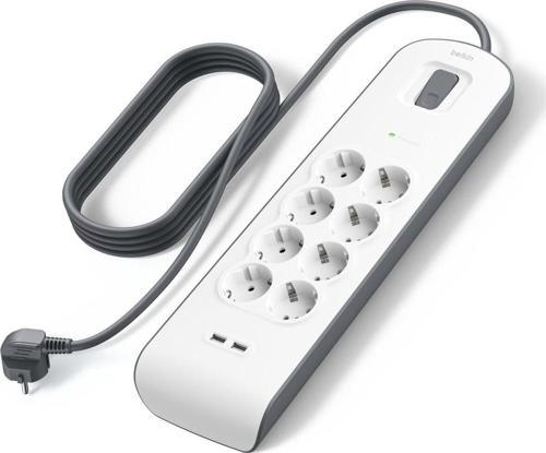 Bsv804Vf2M Akım Korumalı Uzatma Priz 8 Çıkışlı 2 4A 2 Usb Bağlantı Noktası 2M