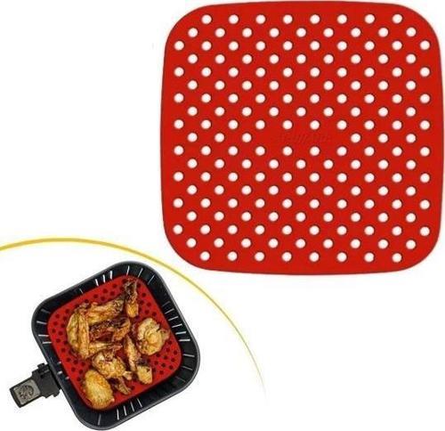 Renkli Isıya Dayanıklı Yıkanılabilir Silikon Fırın Ve Airfryer Kare Pişirme Matı 21,5 Cm