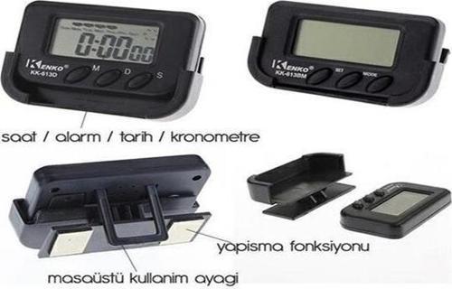 Ev ve Araç Tipi Dijital Saat Kronometreli Alarmlı Pilli Saat