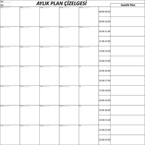 Aylık Planlayıcı Manyetik Duvar Stickerı Takvim Plan Çizelgesi