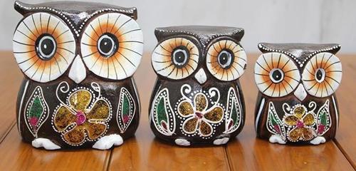 Ahşap 3'lü Baykuş Seti Model 1