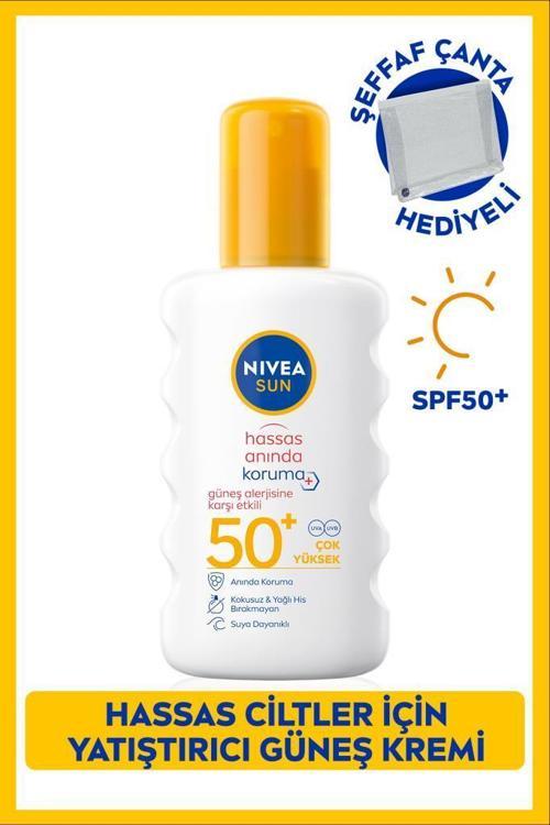 SUN SPF50 Anında Hassas Güneş Koruyucu Vücut Spreyi 200ml, Çanta Hediyeli, Güneş Alerjisine Etkili