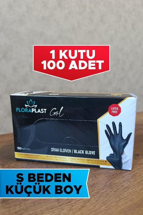 100 Adet S Beden Tek Kullanımlık Eldiven Siyah