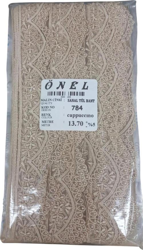 Dantel Polyester Sanal Tül Bant Cappucino 13,70 Metre En 6 cm ON-784-C