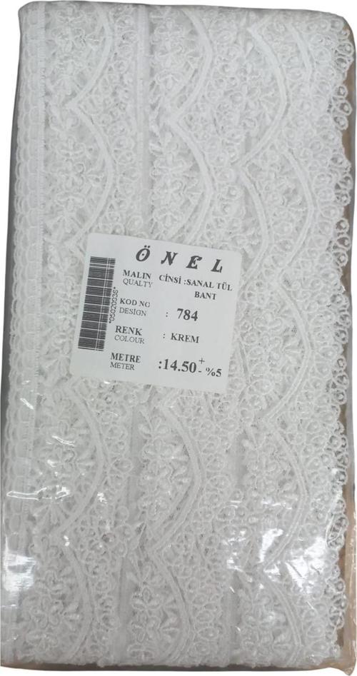 Dantel Polyester Sanal Tül Bant Krem 14,50 Metre En 3 cm ON-784-KR