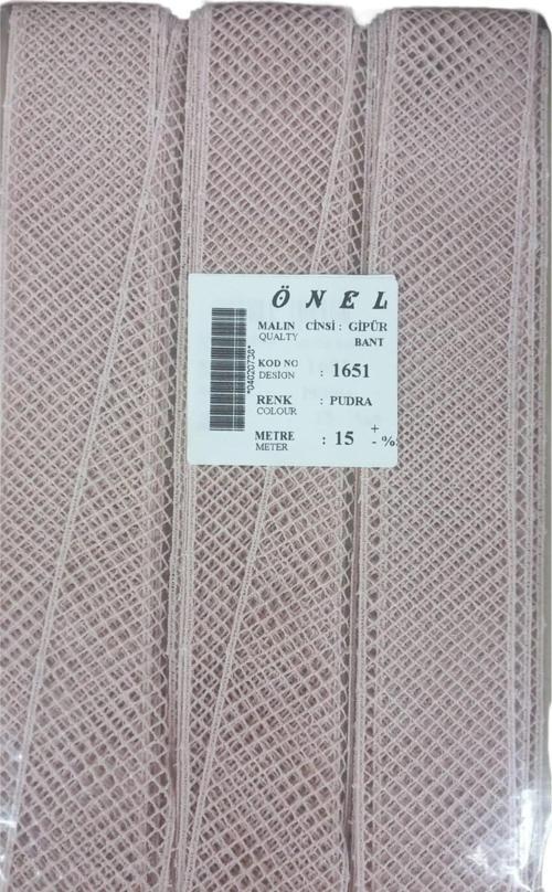 Dantel Polyester Güpür Bant Pudra 15 Metre En 3 cm ON-1651-PU