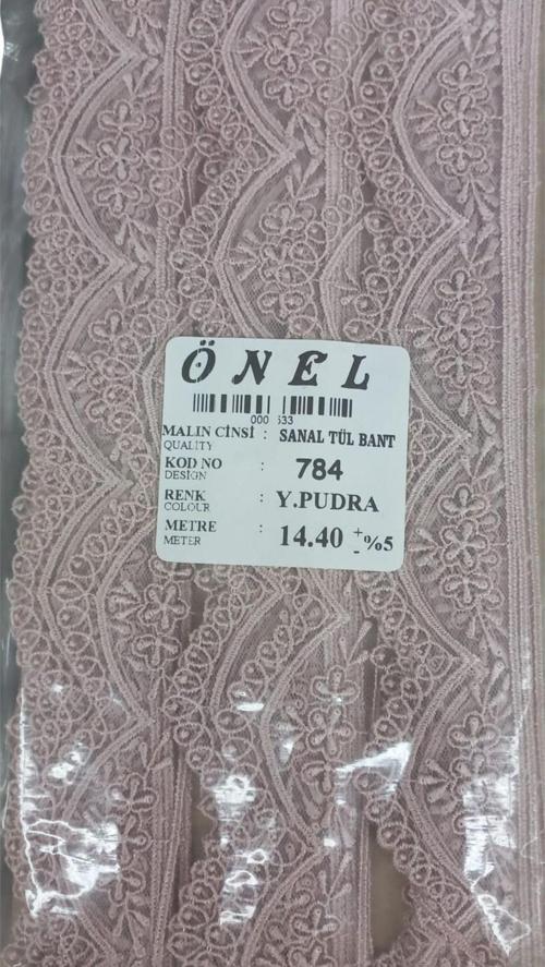 Dantel Polyester Sanal Tül Bant Y.Pudra 14,40 Metre En 3 cm ON-784-PU