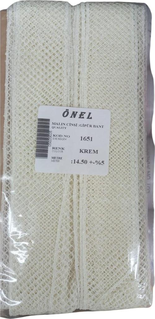 Dantel Polyester Güpür Bant Krem 14,50 Metre En 3 cm ON-1651-KR