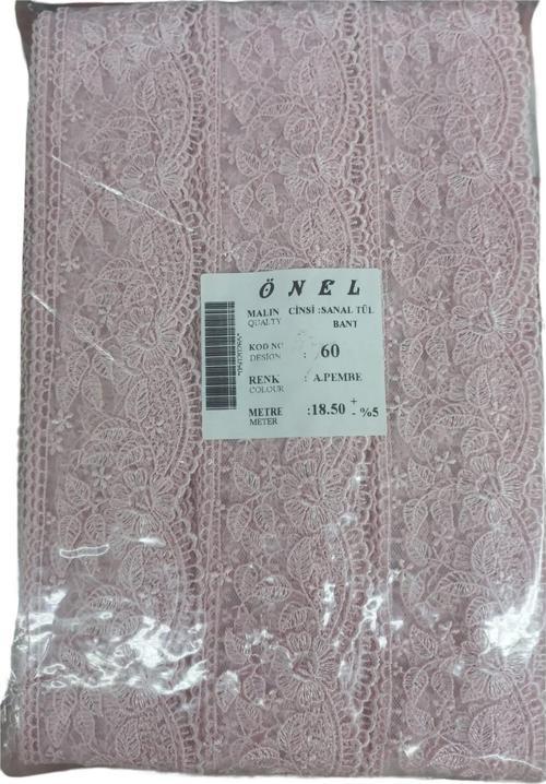 Dantel Polyester Sanal Tül Bant Açık Pembe 18,50 Metre En 6 cm ON-60-P