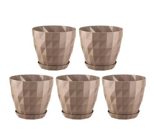 SO-KRT4 Dekoratif Kristal Saksı Takımı 3.25 lt Mocha 5 Adet