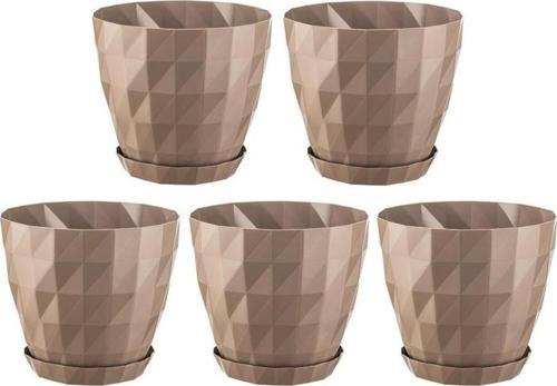 SO-KRT4 Dekoratif Kristal Saksı Takımı 3.25 lt Mocha 5 Adet