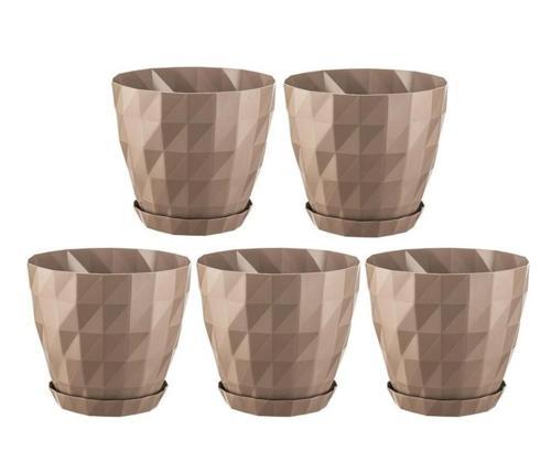 SO-KRT5 Dekoratif Kristal Saksı Takımı 6 lt Mocha 5 Adet