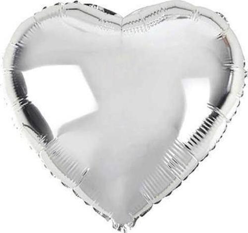 Kalp Şeklinde Folyo Balon 5 Adet 45 cm Gümüş Renk