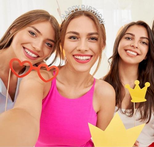 Gümüş Kristal Taşlı Happy Birthday Tacı