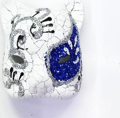 Mavi İşlemeli Seramik Venedik Kedi Magnet