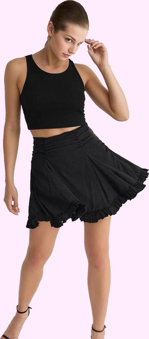 Kadın Tül Mini Etek Astarlı Örme Kumaş Yazlık Şık Kombin Günlük Kullanım Dayanıklı Malzeme