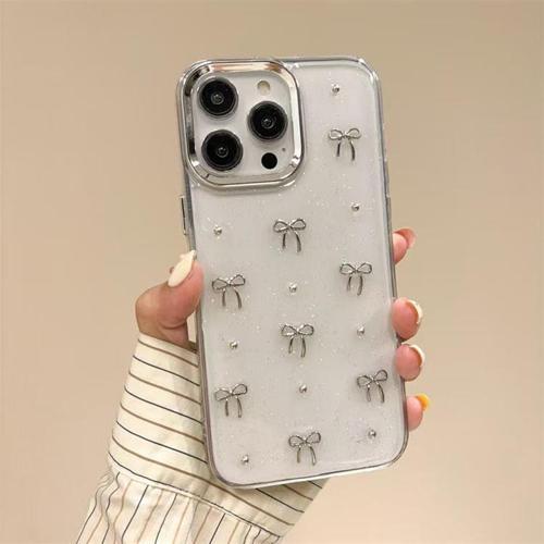 iPhone 14 Pro Max Uyumlu Kamera Korumalı Fiyonk Desenli Şeffaf Silikon Kapak