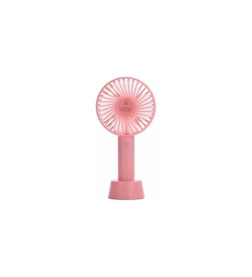 Mini Şarjlı Standlı El Vantilatörü Fanı Soğutucu Vantilatör Pembe