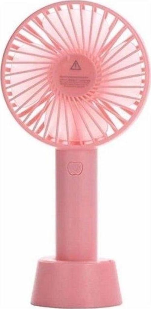 Mini Şarjlı Standlı El Vantilatörü Fanı Soğutucu Vantilatör Pembe