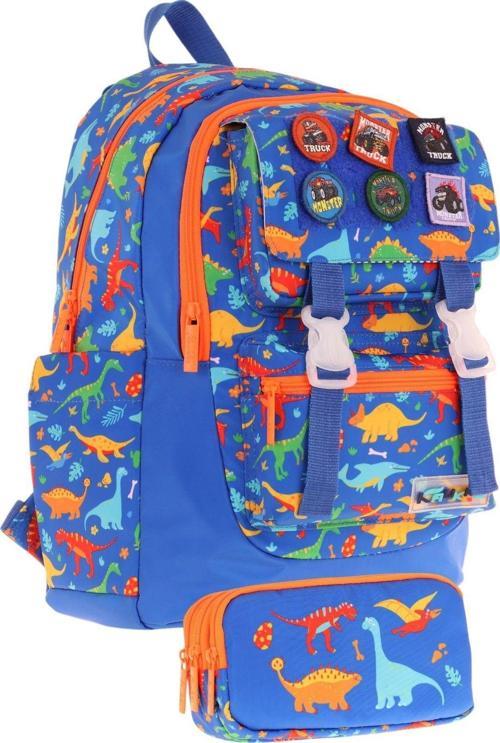 Armalı Dinazor Desenli Okul Çantası + Kalemlik Seti (L5278+L8278) Erkek Çocuk - Mavi