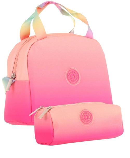 Rainbow Beslenme Çantası + Kalemlik Seti Somon Pembe, Renk Geçişli, Kız Çocuk