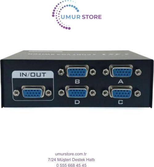 4 Port VGA Switch 4 Port VGA Seçici Seçmeli VGA Switch Kayıt Cihazı Kasa VGA Switch