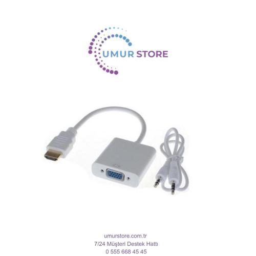 HDMI To VGA Ses Çıkışlı Kablo Çevirici Dönüştürücü Adaptör