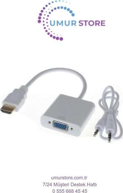 HDMI To VGA Ses Çıkışlı Kablo Çevirici Dönüştürücü Adaptör